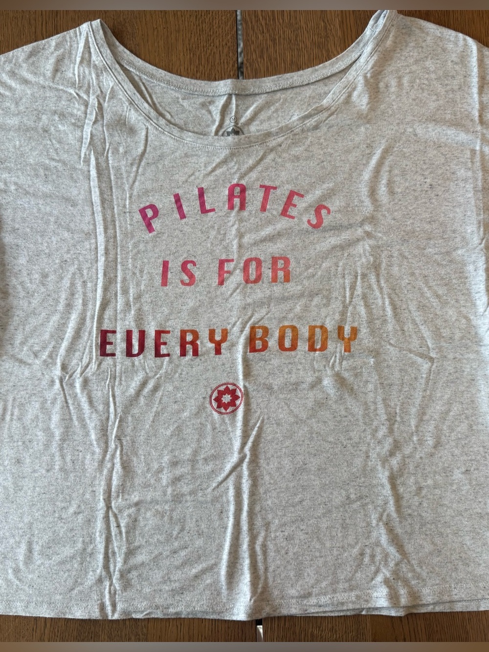 Pilates Is For Everybody Graphic Tee - Gray with Pink & Orange Lettering